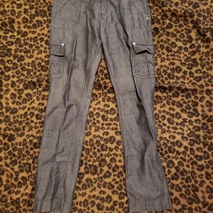 Calvin Kline Gargo Style Pants.  Shiny Grey Material.  Very good quality...